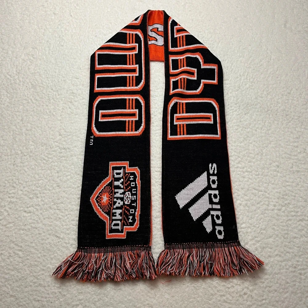 Adidas Houston Dynamo MLS Soccer Scarf Orange Black Knit Made in‎ England